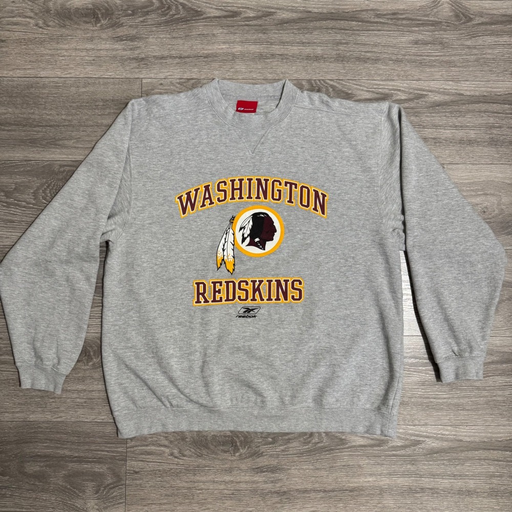 Mens Reebok Washington Redskins Crewneck Sweatshirt Gray‎ XL Football University